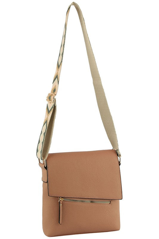 Fashion Flap Crossbody Bag with Guitar Strap