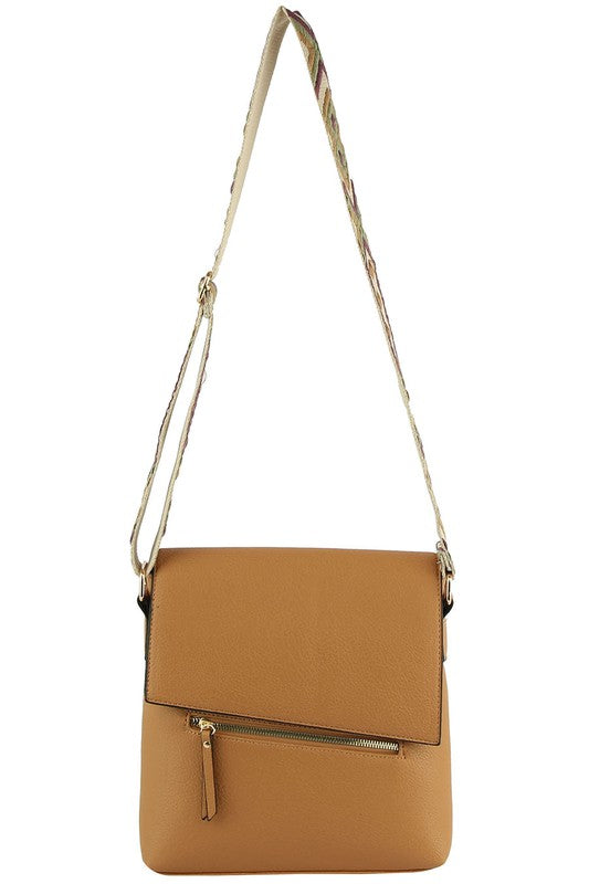 Fashion Flap Crossbody Bag with Guitar Strap