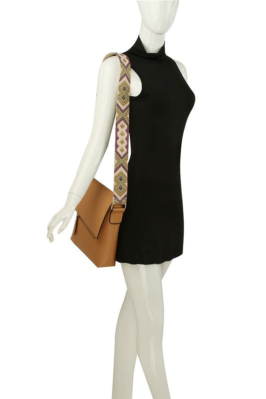 Fashion Flap Crossbody Bag with Guitar Strap