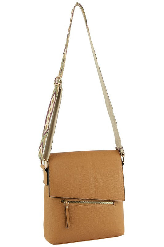 Fashion Flap Crossbody Bag with Guitar Strap