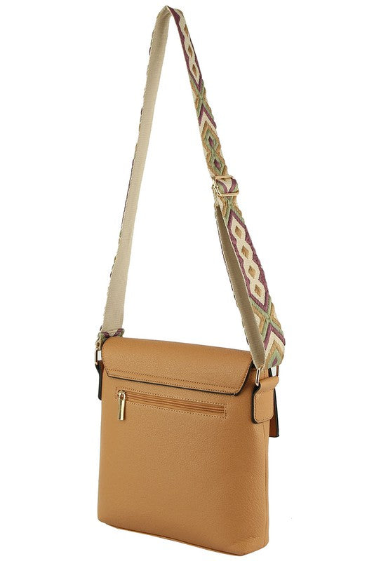Fashion Flap Crossbody Bag with Guitar Strap