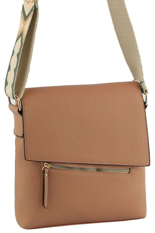 Fashion Flap Crossbody Bag with Guitar Strap