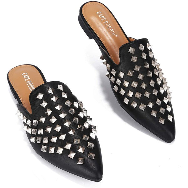 Women Pointed Toe Studded Slip On Sandal (ENNY)
