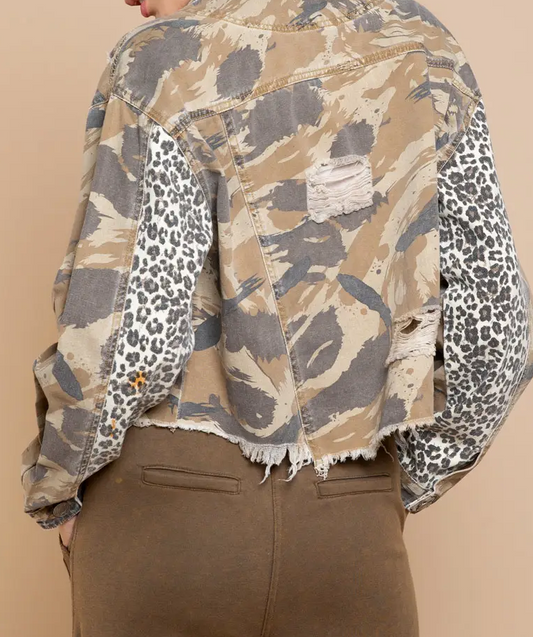 Camo and Leopard Distressed Jacket