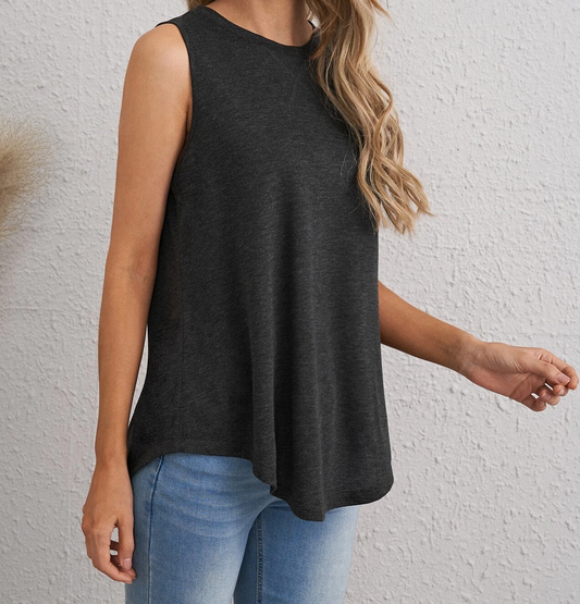 Solid Curved Hem Tank Top