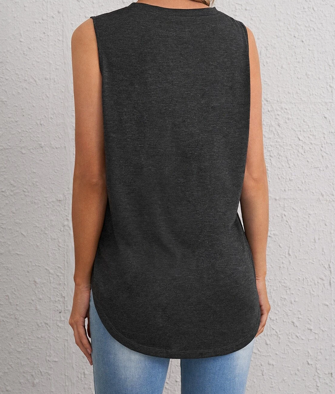 Solid Curved Hem Tank Top