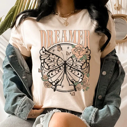 Retro Dreamer Butterfly Graphic Tee