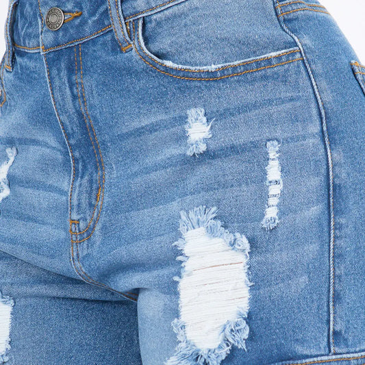 High Rise Roll Up Cargo Boyfriend Jeans