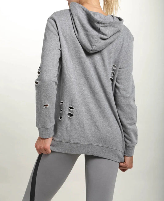 Distressed Pullover Hoodie