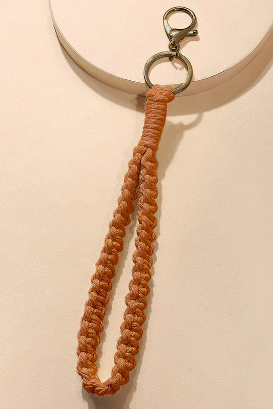 Khaki Twist Braided Wristlet Keychain