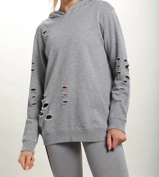 Distressed Pullover Hoodie