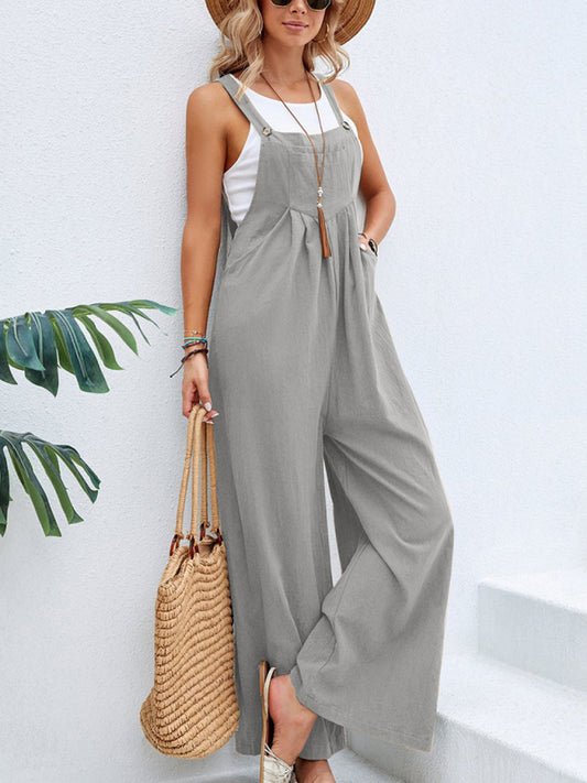 Women's Solid Color Casual Bib Trousers